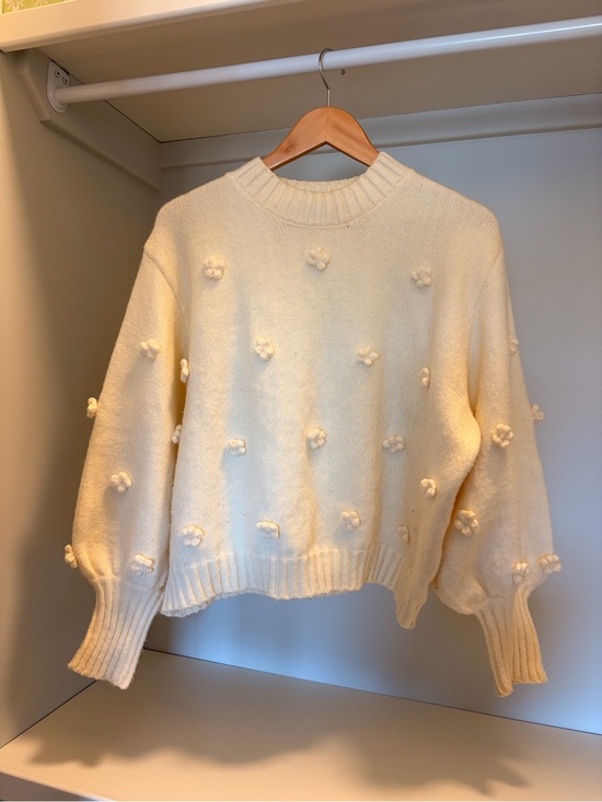 MINKPINK Sweaters - MINKPINK Cream Pom-Pom Crewneck Sweater